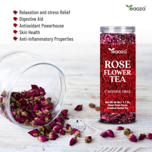 Image of Teaaza Rose Flower Tea Pack of 3 - Grade A| Natural Sun-Dried Rose Petals 50 grams - 50 Cups each box | Herbal Tea | Rich In Vit - C | For Beautiful Hair & Skin | Loose Pack