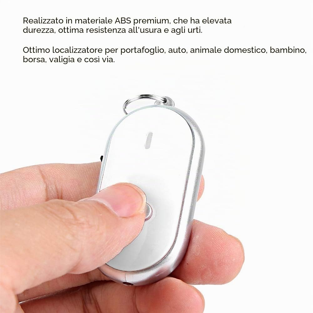 Trova Chiavi con Fischietto a Led, Portachiavi con Controllo Vocale Intelligente a Forma di Mini Dispositivo di Localizzazione per la Ricerca di Chiavi e Cellulari per Trova Chiavi con Fischietto a Led, Portachiavi con Controllo Vocale Intelligente a Forma di Mini Dispositivo di Localizzazione per la Ricerca di Chiavi e Cellulari per
