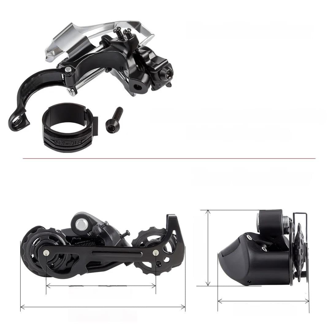 desviador de Bicicleta para 42/34/24T Triple Chainset Jaula Larga Directa MTB Bicicleta desviador Trasero Delantero 7/8/9/10/11/12S Abrazadera Doble tracción 31,8/34,9mm Cambio Post