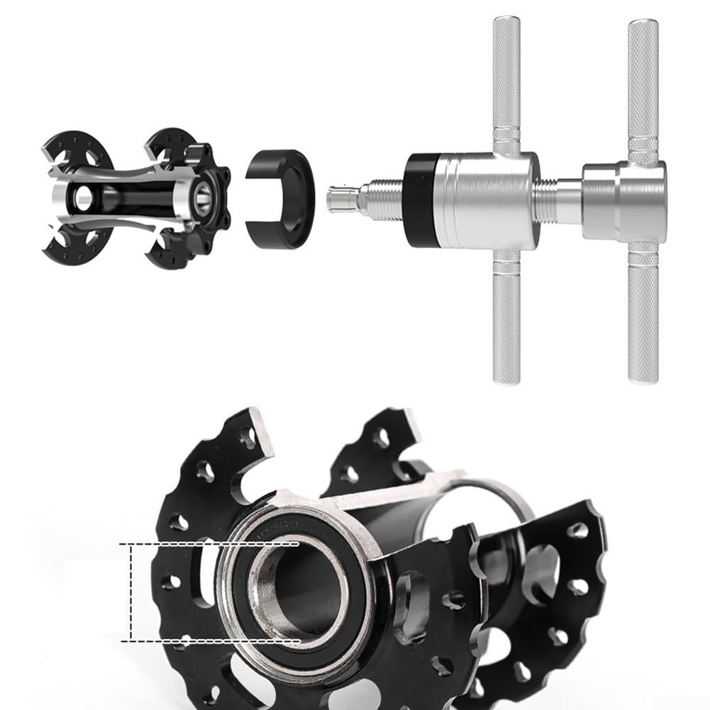 Attrezzo per rimozione cuscinetti bici, in lega di acciaio, 25,5 x 20 x 10 cm, argento | Manutenzione del telaio e delle ruote, sistema di espansione di precisione, maniglie ergonomiche per un'estrazione fluida