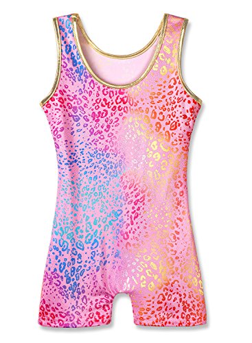 Image of HOZIY Gymnastics Leotards for Girls with Shorts Toddlers Biketards Rainbow Unicorn Dinosaur Mermaid Leopard Flower Galaxy