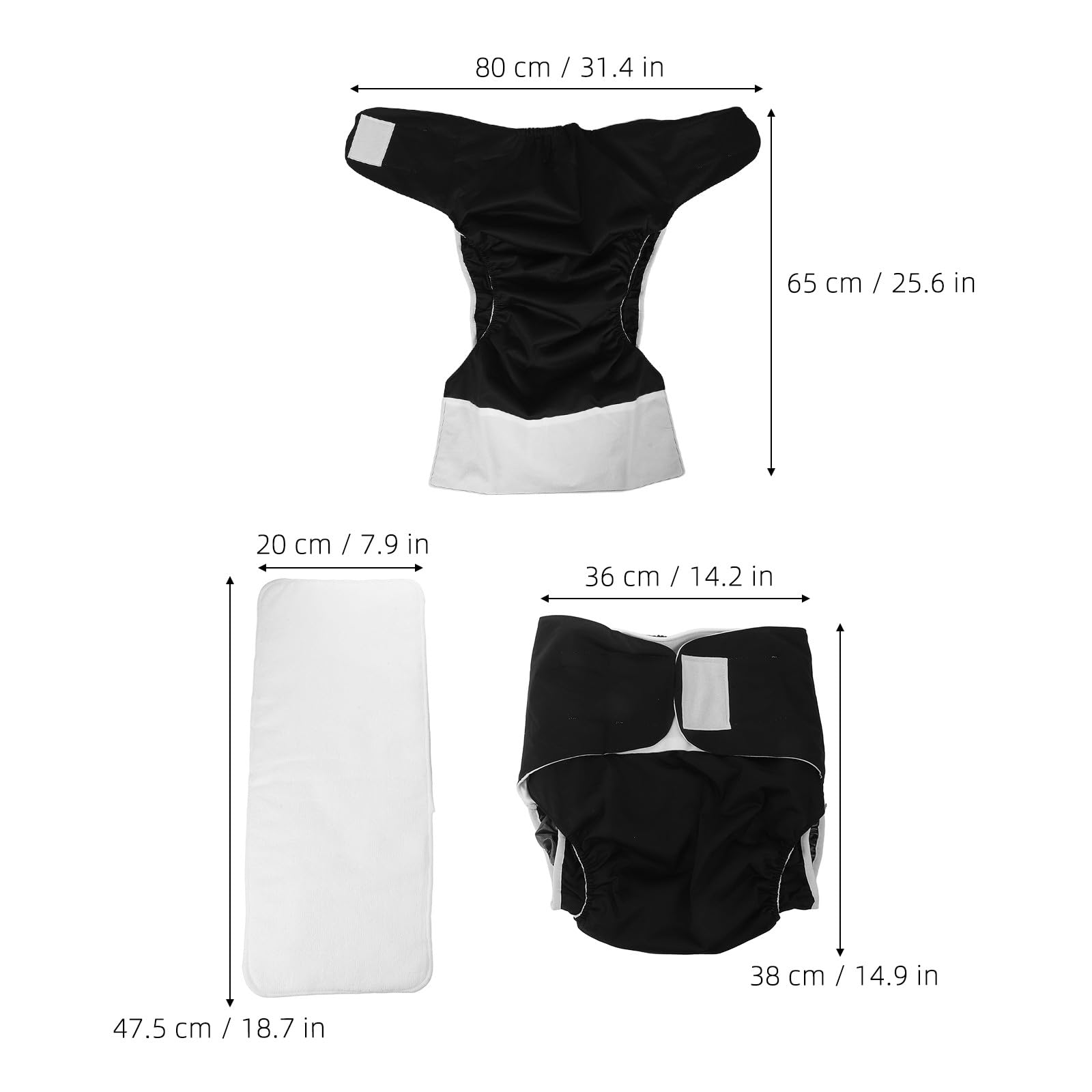 Pañales de tela para adultos con insertos extragrandes y cierre de