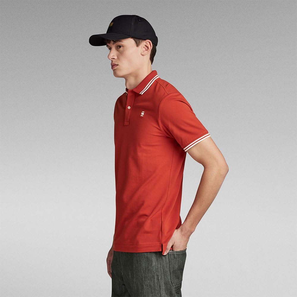 G-STAR RAW Men's Polos Dunda Slim Stripe Polo, Orange (Rooibos Tea D17127-5864-G052), S – Ansicht 4