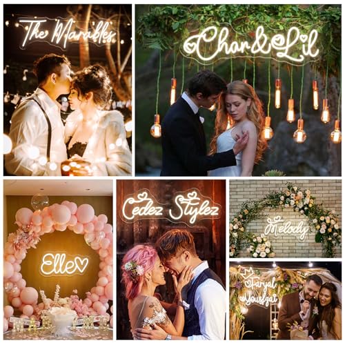 Image of Custom Neon Sign Customizable - Large Led Personalized Neon Sign for Wall Decor Bedroom Wedding Birthday Party Christmas Gift Neon Name Light Sign Bar Game Rome Business Logo Custom Led Sign