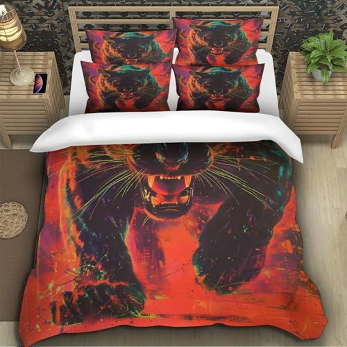 Parure de lit panthère noire housse de couette microfibre 135x200