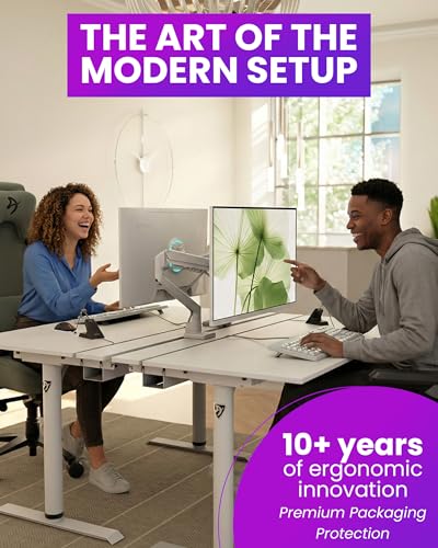Image of Arozzi Arena Nordico Gamer Desk - 55x27.6 inch Electric Standing Table - PC Gaming Desk with Storage for Cables - Dual Cable Baskets, Split Tabletop, Monitor Arm Friendly - Dark Walnut