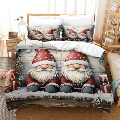 Parure de lit de Noël Super King 260x220 en microfibre avec housse de couette festive