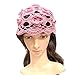 BIBITIME Women Retro Crochet Beanie Lady Flower Knitted Hat Portable Skull Cap (One Size Fits Most Adult, Pink)