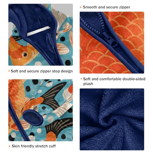 Colorful Fish Swimming in Water Toddler Fleece Jacket Girl Boys Hooded Fleece Jacket Coat Warm Outwear Zip-up 3-10T3