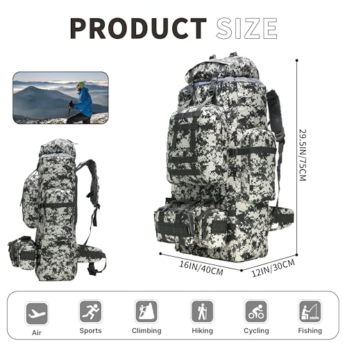 King'sGuard 100L Camping Hiking Backpack Molle Rucksack Military Camping Backpacking Daypack - Additional View