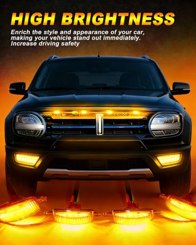 Luz LED ámbar para parrilla frontal de auto, 4 piezas miniatura 2