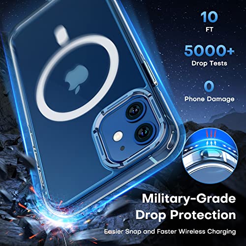 Image of TAURI for iPhone 12 Case /iPhone 12 Pro Case, Compatible with Magsafe [Yellowing Resistant] with Screen Protector, Military-Grade Protection, Slim Magnetic Phone Case, Clear