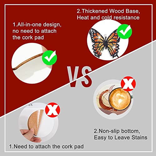 10 Pcs Butterfly Diamond Painting Coasters Kits Diy Spring Butterfly Diamond Painting Coasters With Holder Butterfly Diamond Painting Coasters For Beginners Adults And Kids Art Craft Supplies Gift #TOP6