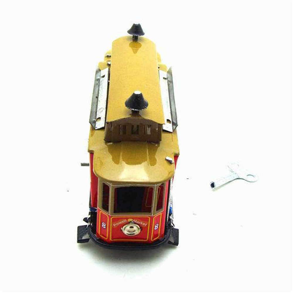 Charmgle Vintage Wind-up Tin Toy Double-decker Tram Toys Small Playthings Adult Collection Xmas Birthday Gifts Pub Home Decor Red - Image 5