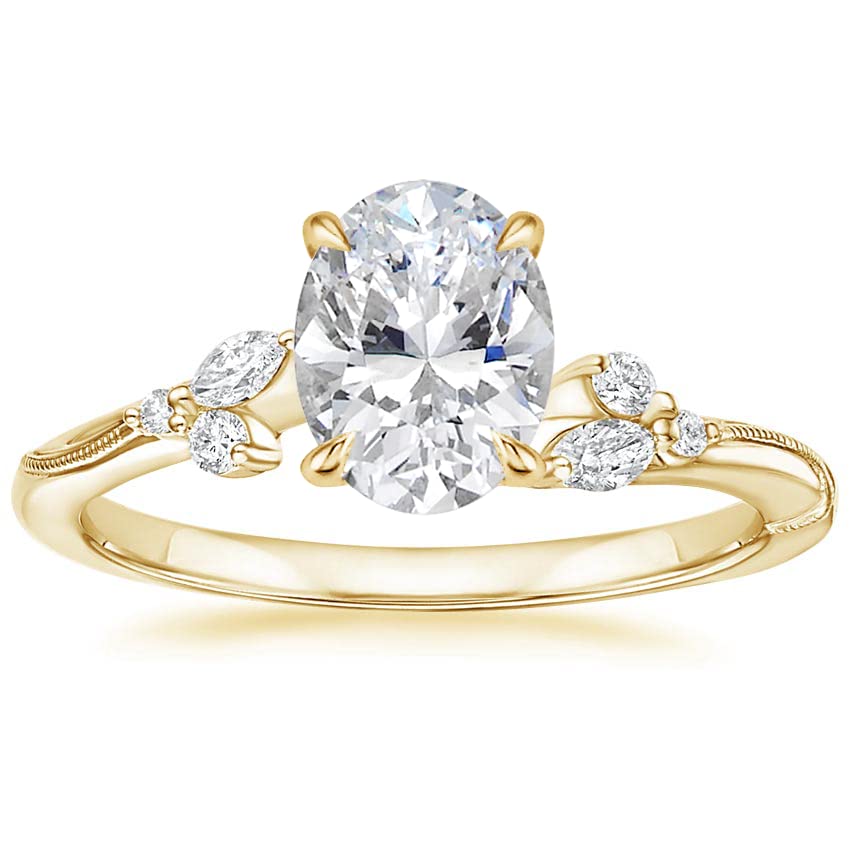 18K Solid Yellow Gold Handmade Engagement Ring 1.0 CT Oval Cut Moissanite Diamond Solitaire Wedding/Bridal Ring Set for Womens/Her Proposes Rings