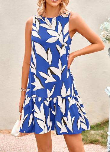 Image of PRETTYGARDEN Women's 2025 Summer Boho Floral Mini Dress Sleeveless Backless Short Wedding Guest Beach Vacation Sundresses