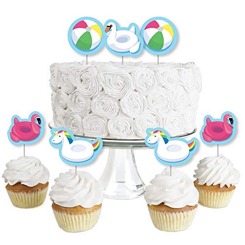 Big Dot Of Happiness Make A Splash - Pool Party - Dessert Cupcake Toppers - Summer Swimming Party Or Birthday Party Clear Treat Picks - Set Of 24 #TOP26
