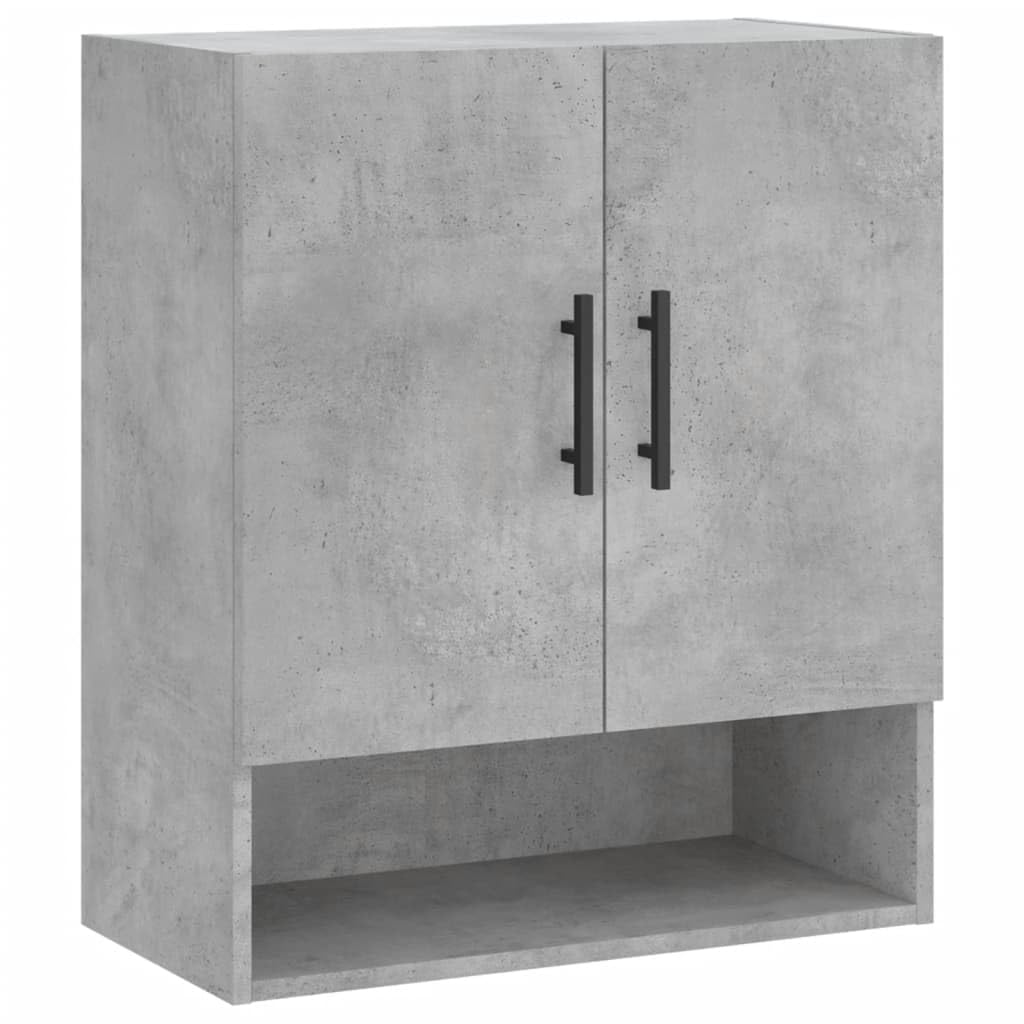 Armadio da parete grigio cemento, 60 x 31 x 70 cm, moderno pensile in legno per soggiorno, cucina e corridoio, mobiletto sospeso con molto spazio