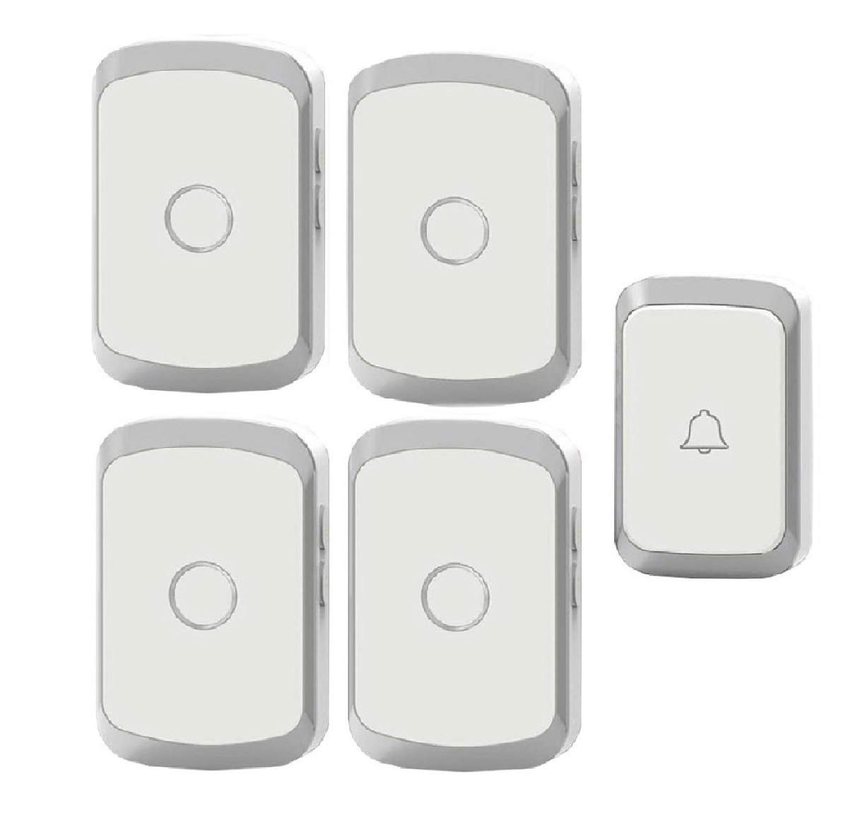 Kit de timbre de puerta, timbres inalámbricos a prueba de agua para el hogar, oficina, tiendas, rango de más de 1000 pies con más de 36 timbres, 4 timbres inteligentes de volumen ajustable, plateado