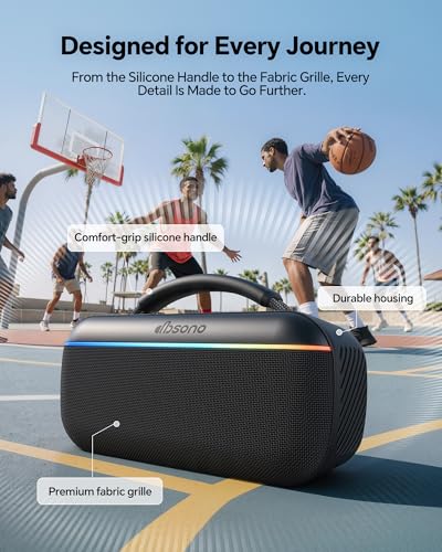 Image of dbsono Portable Bluetooth Speaker Wireless: 100W(Peak) SoundPulse 2.0 with BassBoost, Waterproof Loud Party Speakers, Unlimited Pairing, TWS for Outdoor /Indoor, Beach Vacation Essential, Black