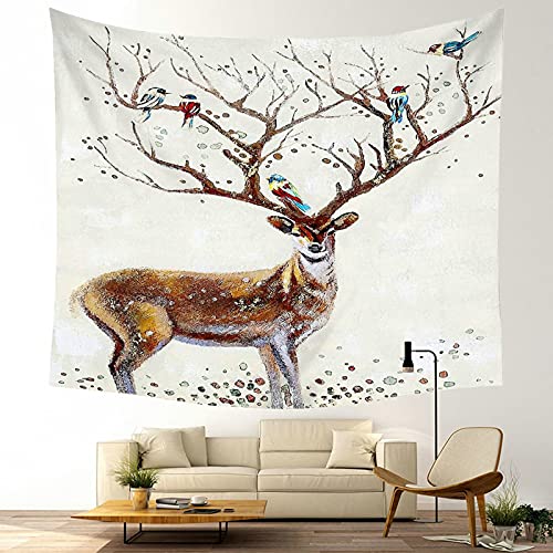 Tapiz de pared con ciervo KnSam para transformar tu salón con decoración marrón de 150x130 cm 4