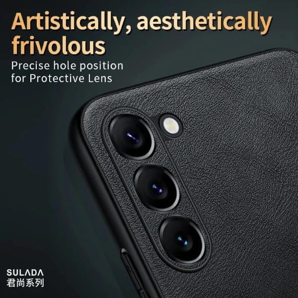 Image of MILLION CASES Back Cover Case for Samsung Galaxy S23 Ultra Shockproof Protective Timeless Genuine Leather Slim Case for Men & Boys(Black)