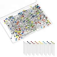Stecknadeln mit Kopf Groß Abstecknadeln Sewing Pins 38mm Stecknadel Edelstahl Stecknadeln Nähen Mehrfarbig Glaskopfstecknadeln Glaskopfnadeln für Basteln Säumen Craft Jewelry Dekoration 300Stück