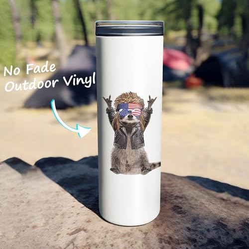 Image of Rocking Raccoon Mullet Sticker - Large 5 Inch, Waterproof, Fade Resistant, Dishwasher Safe, Strong Adhesive - Funny Raccoon Gifts for Adults, Raccoon Stickers