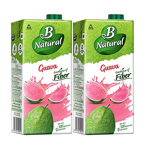 B Natural Guava Juice 1L, (Pack of 2)