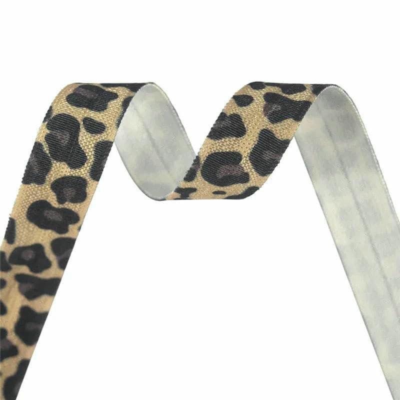 Cinta elástica plegable con estampado de leopardo, 15 mm, 1,5 cm, 2,5 m, cinta de licra, para el cabello, adorno de costura, 24 unidades, 15 mm, 100 yardas