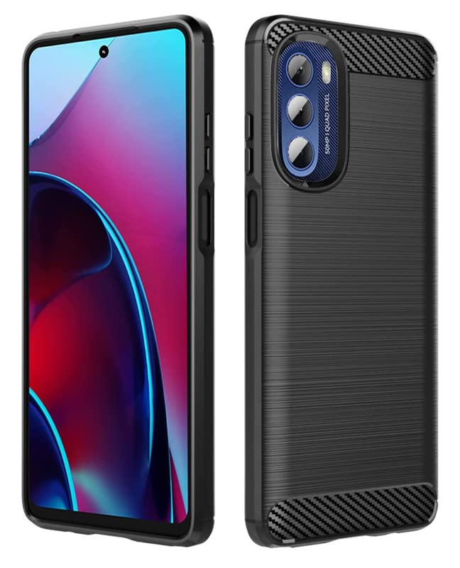 Image of NPRC Hybrid Ultra Slim Protective Case TPU Non-Slip Carbon Fiber Texture Shockproof Case Cover for Moto G Styles 2022 - Black