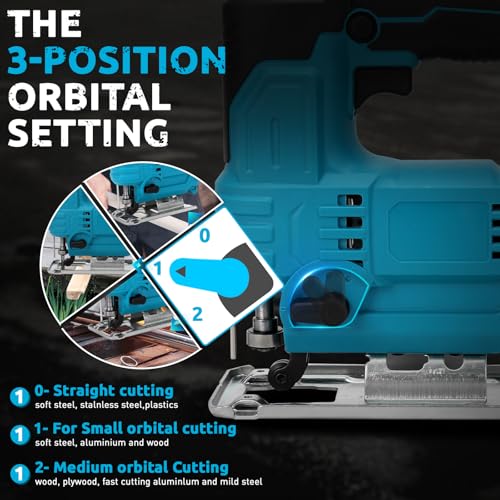 panthem Cordless Jigsaw for Makita 18V Battery (Without Battery), with 10 Blades, 45° Tilt Angle, 6 Speed Brushless Electric Jigsaw, Tool-Free Blade Change Cordless Jig Saw for Wood Metal PVC Cutting 7 panthem Cordless Jigsaw for Makita 18V Battery (Without Battery), with 10 Blades, 45° Tilt Angle, 6 Speed Brushless Electric Jigsaw, Tool-Free Blade Change Cordless Jig Saw for Wood Metal PVC Cutting - Image 7