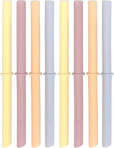 Elk and Friends Pajitas de silicona reutilizables para adultos y niños con tapón para tarros o vasos Mason de 12 y 14 onzas, paquete de 8 pajitas