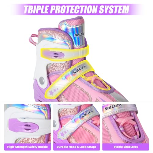 Image of Nattork Blade Roller Skates for Boys with Light Up Wheel, Outdoor & Indoor Illuminating Black Inline Skates for Boys Little Kids Toddler Ages 5-8 4 5 6, Beginners