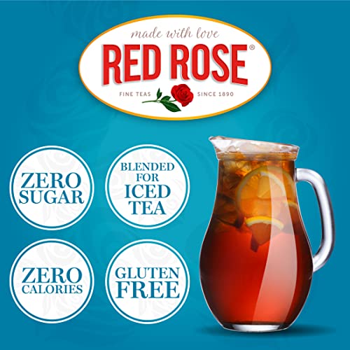 Image of Red Rose Family Size Iced Tea 24 Individually Wrapped Tea Bags Pack of 6 Full Flavored Refreshing Brewed Hot Served Cold Iced Tea