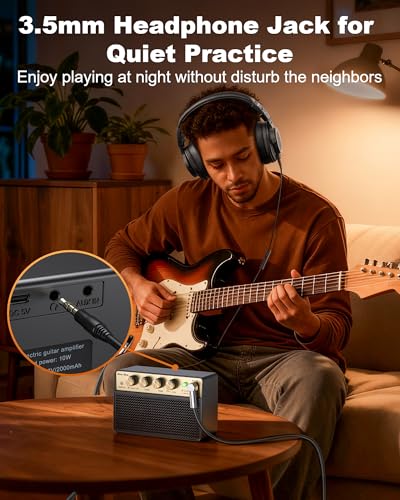 Image of Guitar Amp with Clean Drive, 3.5mm /AUX 6H Work for Indoor Practice Travel