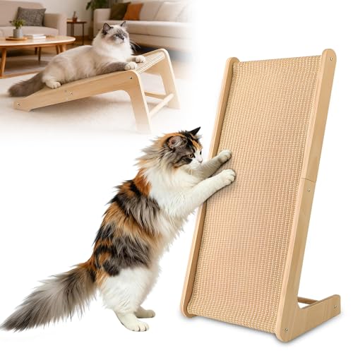 Katzen Kratzbrett, HOVCEH 75° L Förmige Katzenkratzbretter, Sisal Kratzbrett 72 cm Hohe, Kratzpappe für Katzen Groß XXL für Alle Katzen zum Spielen und Entspannen