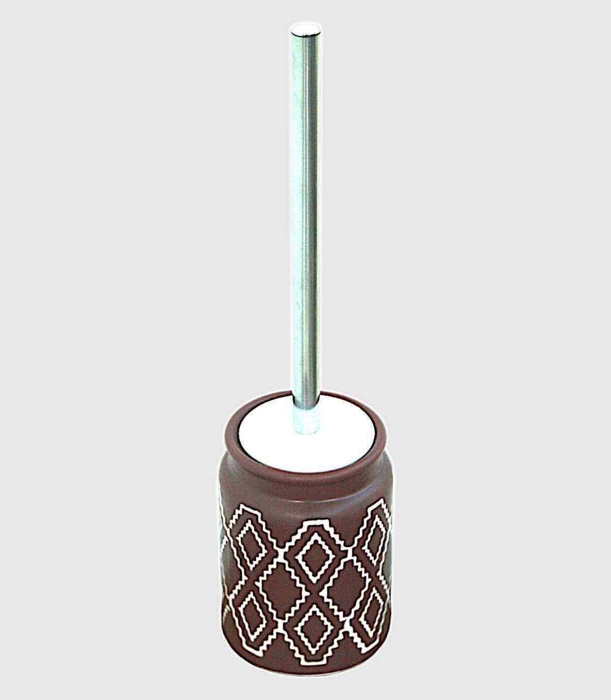 Escobillero WC cerámica marrón con Tapa, Juego para baño Cerámica, Escobillas de Baño, Cepillo WC Flexible y Suave para Limpieza Profunda.