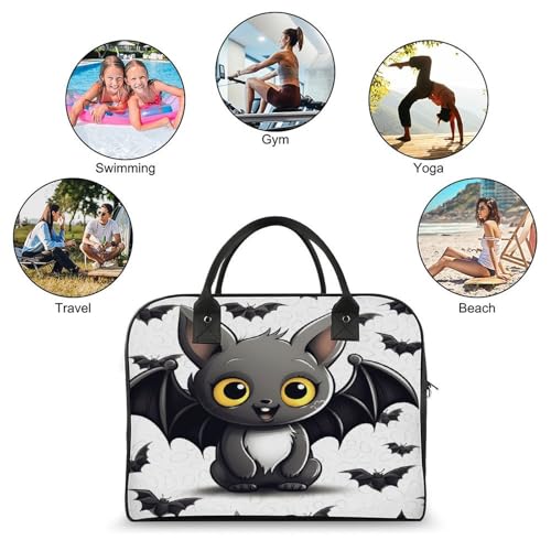 Bolso Tote Bat Cute con Correa Ajustable y Cremallera miniatura 4