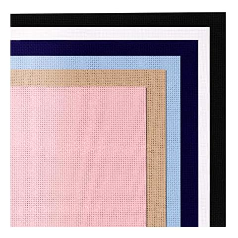 Tela de punto de cruz Gukasxi - 6 unidades, algodón de 6 colores, 12 x 18 pulgadas Cover
