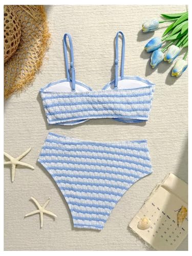 Image of RoseSeek Girl's 2 Piece Padded Bathing Suit Wireless Starfish Swimsuit Spaghetti Strap Vacation Beachwear Set