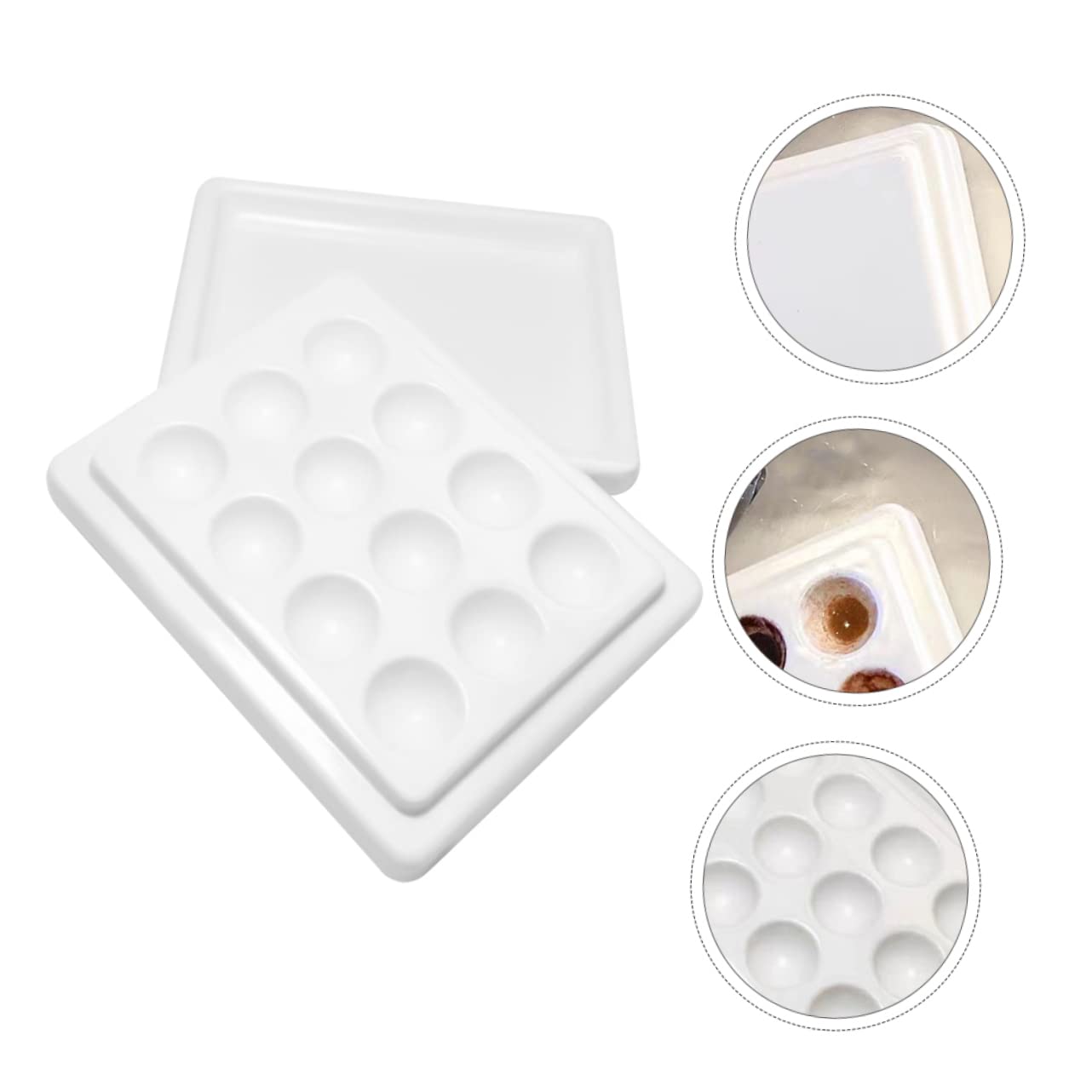 Healvian 2pièces Palette De Mélange De Couleurs Céramique Pour Manucure Compartiments Avec Couvercle Idéale Pour Nail Art Et