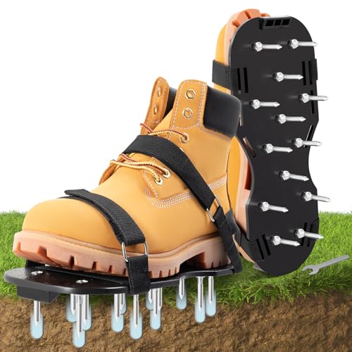Huazu Grass Aerator Shoes, Epoxy Spike Garden Footwear with Adjus...