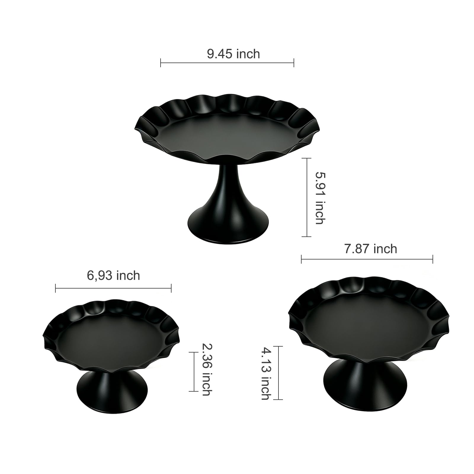 Juego de soporte de metal para tartas de 3 niveles, bandeja para cupcakes con borde festoneado, bandeja de exhibición de postres, soporte decorativo para servir para bodas, cumpleaños, fiestas de té