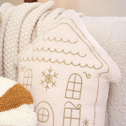Coussin de vacances en peluche style maison de Noël haut de gamme