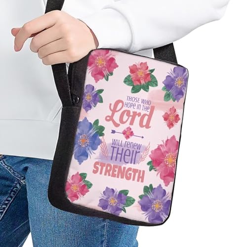 Pink Floral Messenger Bag Softy Sling Crossbody Bag with Shoulder Straps,Lightweight Money Coins Purse Cellphone Organizer with Zipper2