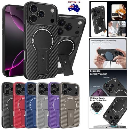 Coque iPhone 17 Pro Max marron en silicone rigide avec support intégré