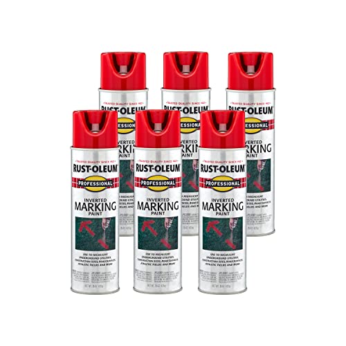 Image of Rust-Oleum 2564838-6PK Professional Inverted Marking Spray Paint, Safety Red, 15 Ounce (Pack of 6)
