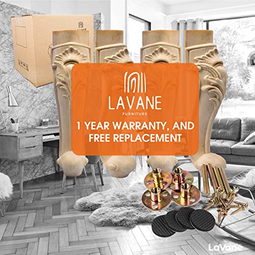 14 Inch / 35Cm Wooden Furniture Legs, La Vane Set Of 4 European Style Solid Wood Carving Furniture Replacement Feet Decoration For Sofa Cabinet Wardrobe Table Loveseat #TOP6