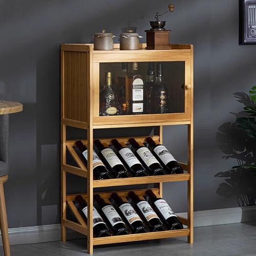 Soporte para botellas de vino independiente de bambú 3 niveles miniatura 1
